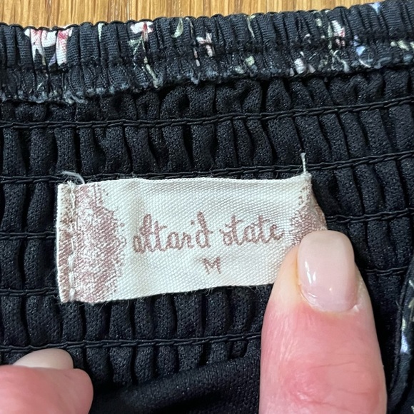 Altar'd State Black and White Ruffled Puff Sleeve Blouse - Picture 4 of 7